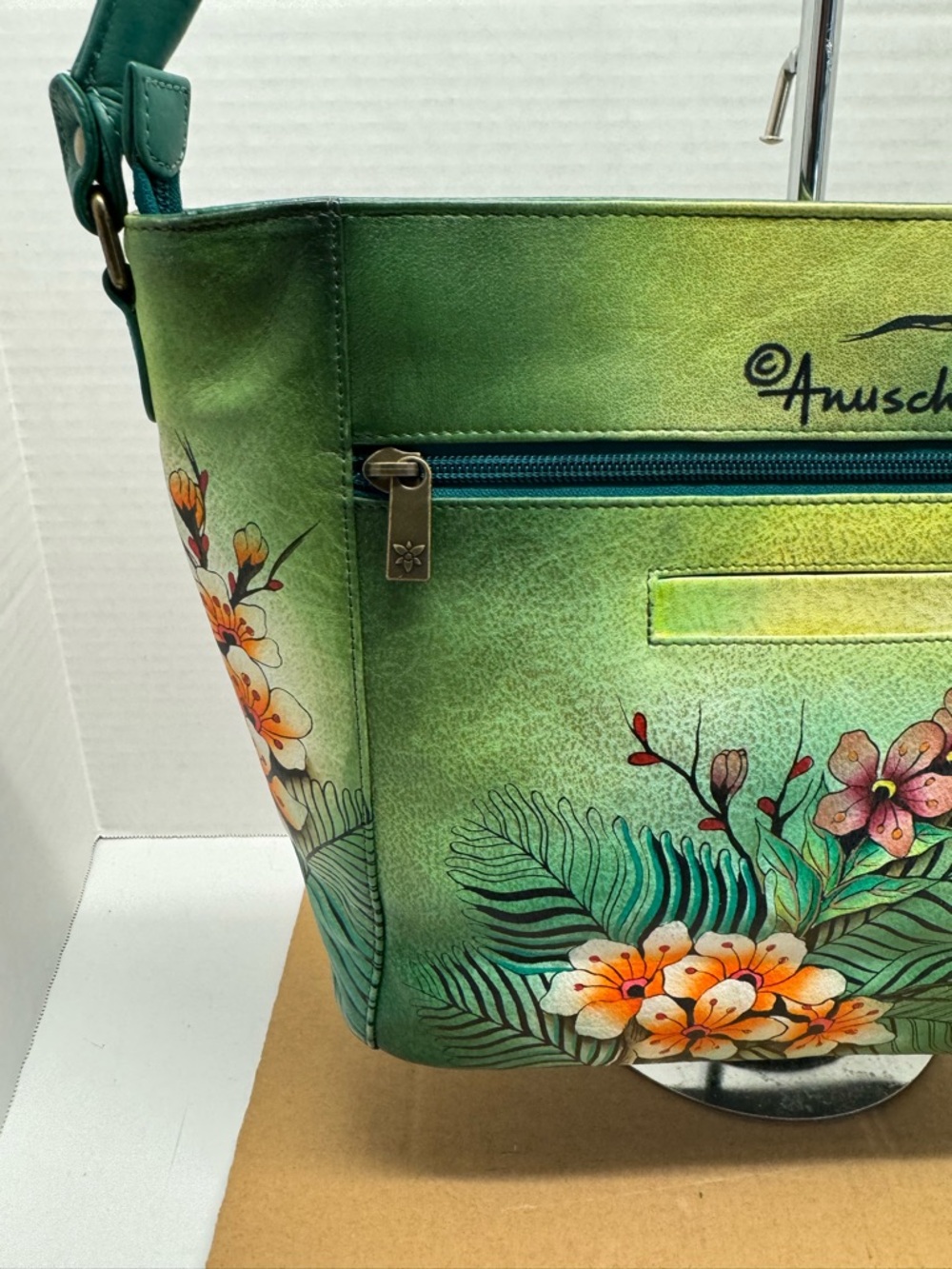 Anuschka Hand-Painted Leather Single Handle Shopper Tote - Picture 6 of 10